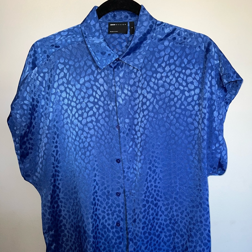 blue cheetah button down